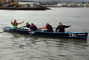 At the launch of Vartry Rowing Club’s 2016 Celtic Challenge in aid of Console were (l/r) TV Chef Derry Clarke with Vartry RC club members Karl Canavan; Garratt Whittington; Massimo de Luca and David Conroy of Flogas Ireland at the launch of Vartry